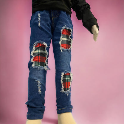 Plaid patches pants